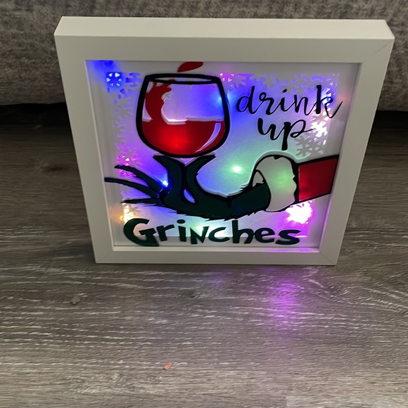 Hand Crafted Holiday Grinch Light Up Christmas Wall Hanging Or A